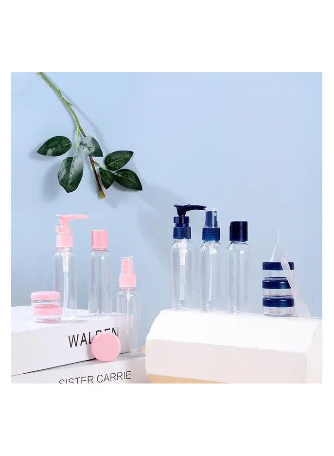 Generic Trip Organizer Set 5 Pieces Empty Plastic Bottles Refillable Mini Spray Bottles Cream Box Squeeze Bottles for Cosmetics Travel Supplies with Storage Bag Multicolor - Image 1