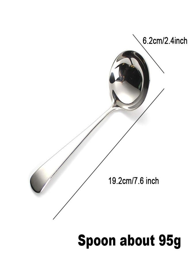 HOOYE 7.6'' Gravy Ladle Sauce Soup Spoon Heavy Duty 18/10 Stainless Steel for Small Dishes (2 pcs) - Image 2
