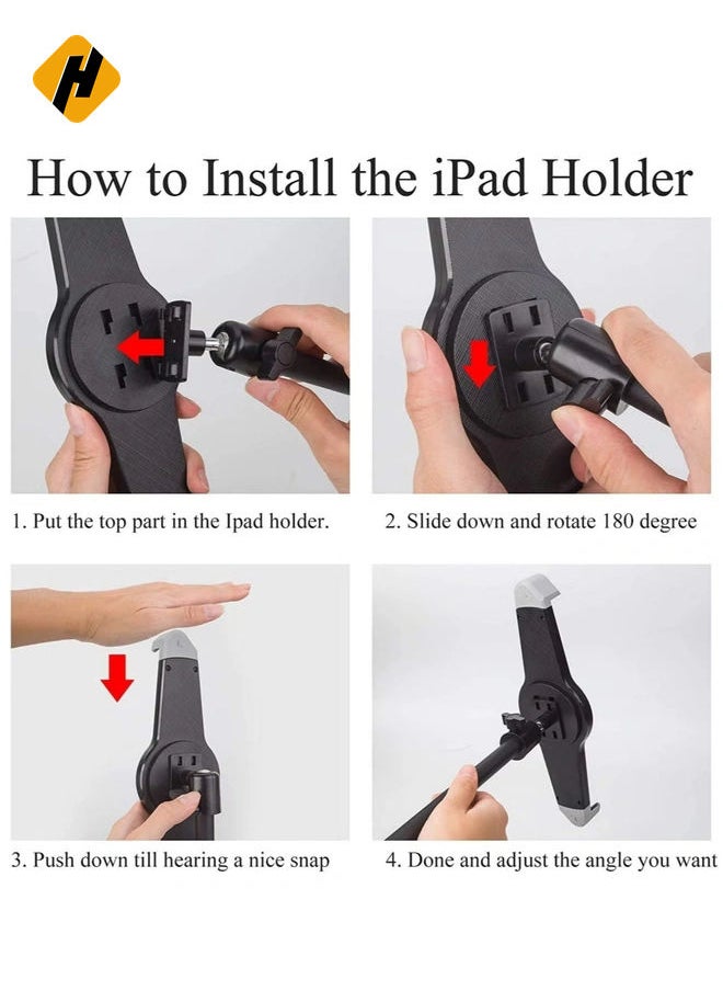HuHa - IPad and Mobile Phone Tripod Stand,Height Adjustable 20 to 60 Inch with 360 Degree Rotating Tablet Holder for iPad Air,iPad Pro and More 9.5 to 14.5 Inch Tablets, Coming with Carrying Bag - Image 1