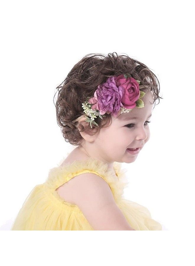 Cinaci 6 Pack Delicate Rose Flower Nylon Headbands Floral Bows Headband Super Stretchy Hair Bands Fancy Headpieces Tiara Crown Accessories Bulk For Baby Girls Newborns Infants Toddlers Kids - Image 3
