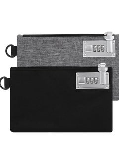 Oasisgalore 2pcs Lockable Money Bag - 5x8 Inch Zippered Security Pouch (Black & Grey)  - Image 1