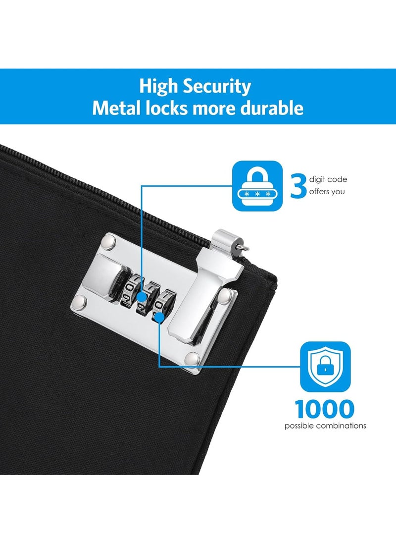 Oasisgalore 2pcs Lockable Money Bag - 5x8 Inch Zippered Security Pouch (Black & Grey)  - Image 3