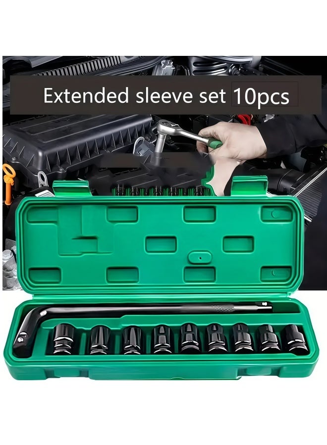 ACEBON 10-Piece Set of 8-17mm/8-24mm Electric Socket Wrenches, Impact Wrenches, Adapters, and Manual Tool Sets. Short, Thickened High-Carbon Steel Construction, Elegant Black Finish. Suitable for Garage Tool Repair. Compatible With Wrench Adapters and Electric/Manual Tool Sets. - Image 2