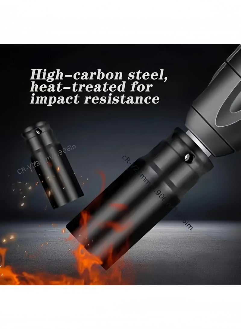 ACEBON 10-Piece Set of 8-17mm/8-24mm Electric Socket Wrenches, Impact Wrenches, Adapters, and Manual Tool Sets. Short, Thickened High-Carbon Steel Construction, Elegant Black Finish. Suitable for Garage Tool Repair. Compatible With Wrench Adapters and Electric/Manual Tool Sets. - Image 5