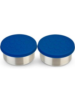 LunchBots LunchBots 2.5 oz Leak Proof Snack and Side Dish Containers - Spill Proof in Bags and Bento Boxes - Food-Grade Stainless Steel With Silicone Lids - Set of 2 (Blue)  - Image 1