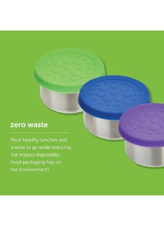 LunchBots LunchBots 2.5 oz Leak Proof Snack and Side Dish Containers - Spill Proof in Bags and Bento Boxes - Food-Grade Stainless Steel With Silicone Lids - Set of 2 (Blue)  - Image 4
