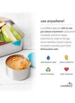 LunchBots LunchBots 2.5 oz Leak Proof Snack and Side Dish Containers - Spill Proof in Bags and Bento Boxes - Food-Grade Stainless Steel With Silicone Lids - Set of 2 (Blue)  - Image 5