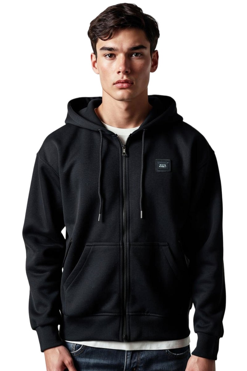 White Rabbit Mens Basic Inner Fleece Zip Through Hoodie - Image 1