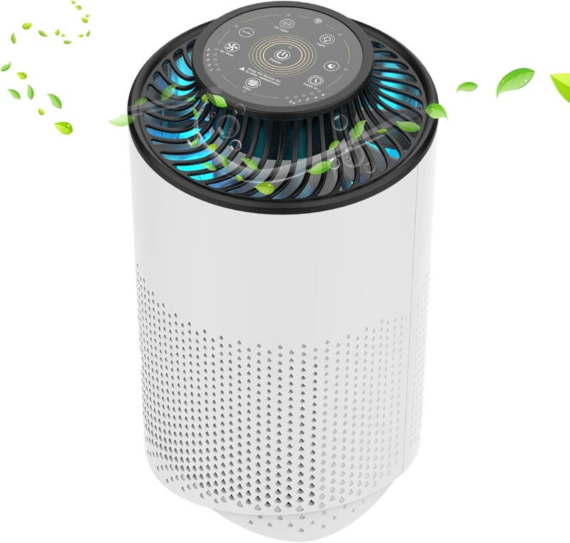Luby Air Purifier for Home with True HEPA Filter, 5 Speeds, 8H Timer, Night Light & Filter Change Reminder, Portable Air Cleaner for Dust, Smokers, Pollen, Pet Dander, Hayfever, Cooking Smell - Image 1