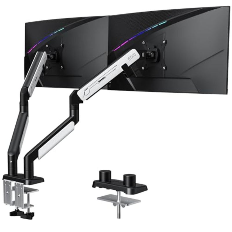 Dual Monitor Arm, Heavy Duty Monitor Desk Mount with Gas Spring, Full Adjustable VESA Monitor Mount for 17-38 inch 2-14KG Screens, Dual Monitor Stand with Ergonomic Design - Image 1
