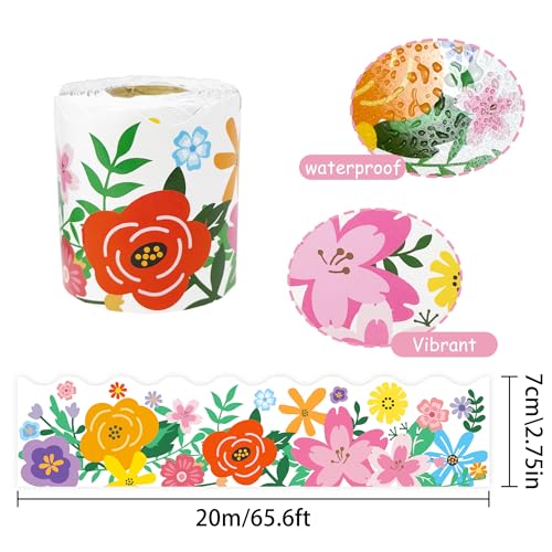 UNIIDECO 65.6ft Bulletin Board Borders, Flower Bulletin Board Decorations Scalloped Border Trim Rolled Borders Classroom Bulletin for Back to School Office Classroom Spring Decor - Image 3