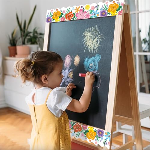 UNIIDECO 65.6ft Bulletin Board Borders, Flower Bulletin Board Decorations Scalloped Border Trim Rolled Borders Classroom Bulletin for Back to School Office Classroom Spring Decor - Image 4