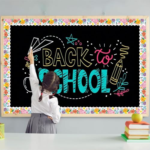 UNIIDECO 65.6ft Bulletin Board Borders, Flower Bulletin Board Decorations Scalloped Border Trim Rolled Borders Classroom Bulletin for Back to School Office Classroom Spring Decor - Image 2