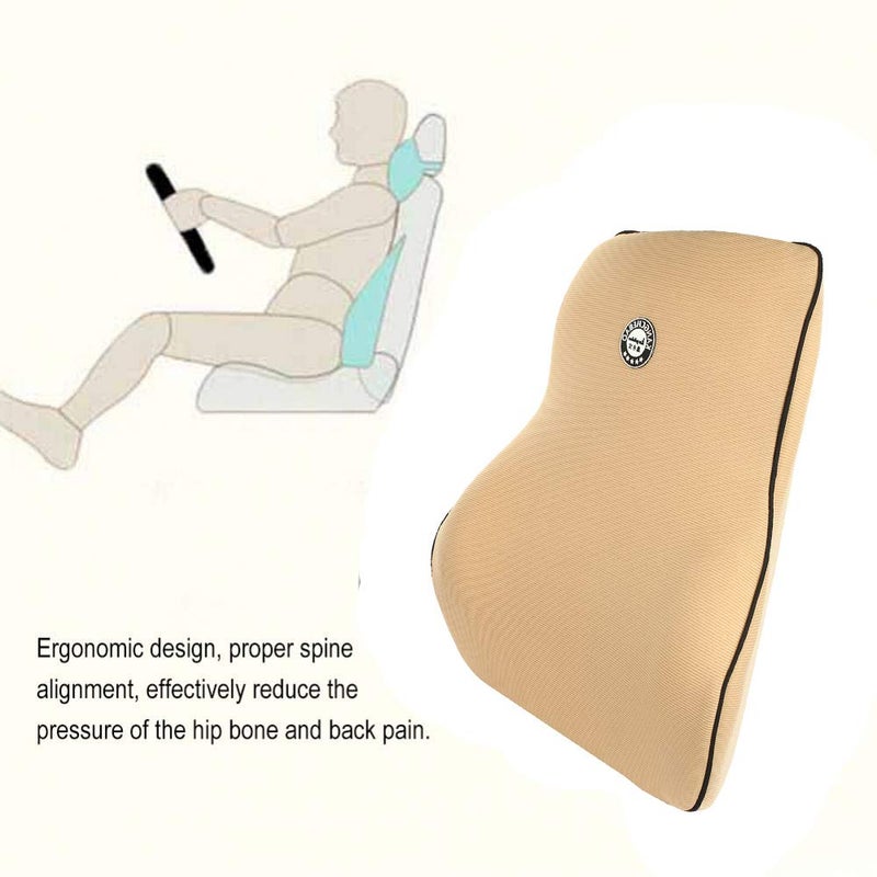 Oshotto Air Fabric Lumbar Support for Office Chair Back Pillow for Car Memory Foam Orthopedic Cushion Provides Low Back Support Compatible with Toyota Innova Crysta Beige - Image 5
