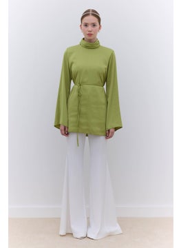 Manuka Satin Wide Sleeve Tunic Green  - Image 1