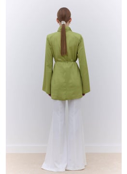 Manuka Satin Wide Sleeve Tunic Green  - Image 4