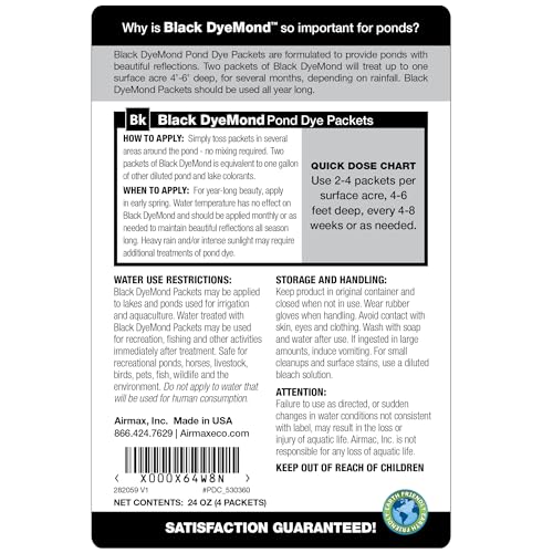 Airmax Pond Dye Packets Black DyeMond Colorant for Large Pond & Lake, Beneficial UV Blocking Color Concentrate, Maintain Clean & Clear Water, Fish, Bird & Animal Safe, 2 Soluble Packets - Image 2