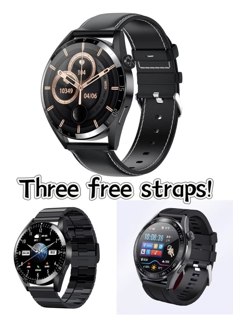 W&O Smartwatch X1 pro max new model for men is a multifunctional sports watch with AMOLED screen, heart rate monitor and exercise monitor, with three straps (watch black) - Image 1