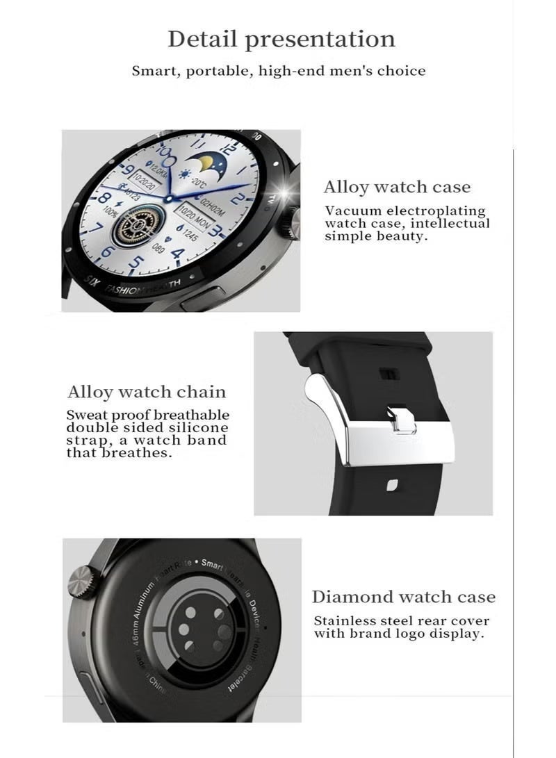 W&O Smartwatch X1 pro max new model for men is a multifunctional sports watch with AMOLED screen, heart rate monitor and exercise monitor, with three straps (watch black) - Image 4