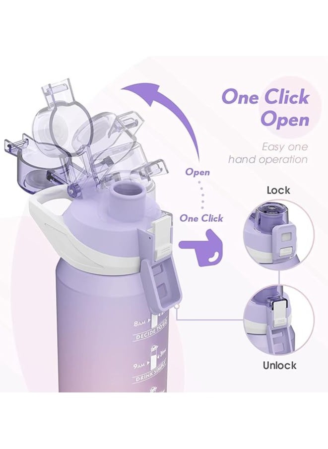 S2C Motivational Water Bottle 1L Water Bottle For Kids School Water Bottles With Straw Leak Proof Water Bottle With Time Marker For Sport, School, Gym, Office (Gradient Purple)  - Image 5