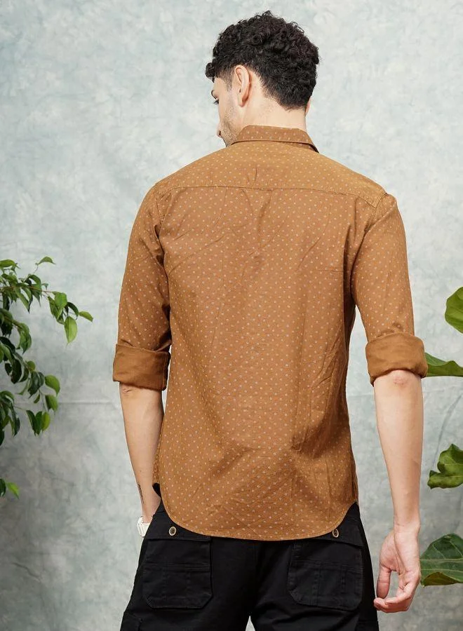 The Indian Garage Co Men Slim Fit Abstract Printed Full Sleeves Spread Collar Casual Shirt
