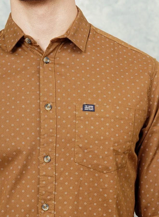 The Indian Garage Co Men Slim Fit Abstract Printed Full Sleeves Spread Collar Casual Shirt