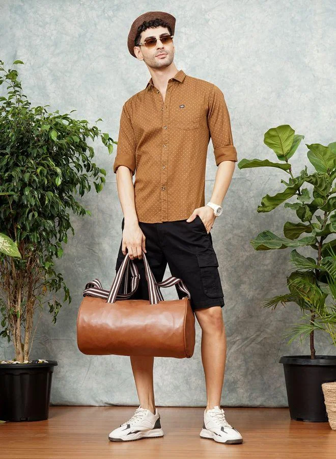 The Indian Garage Co Men Slim Fit Abstract Printed Full Sleeves Spread Collar Casual Shirt