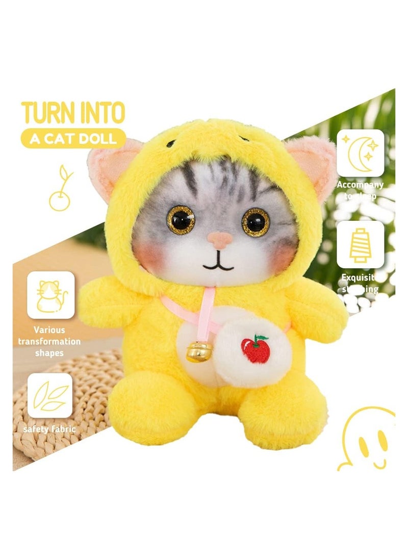 KASTWAVE - Cat Frog Plush Stuffed Animal Cat Plushies with Frog Outfit, Gifts for Kids Yellow（9.8 inches） - Image 1