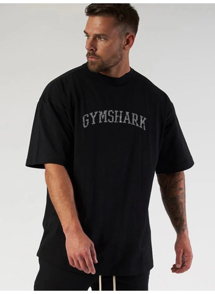 جيمشارك Gymshark أسود ضخم الأكمام القصيرة تي شيرت - شعار مضطرب طباعة، مريحة تناسب، نسيج ناعم تنفس، الرياضة للجنسين والقمة عارضة اليومية - Image 3