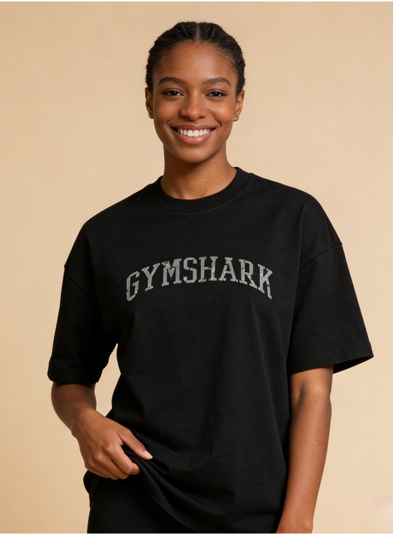 جيمشارك Gymshark أسود ضخم الأكمام القصيرة تي شيرت - شعار مضطرب طباعة، مريحة تناسب، نسيج ناعم تنفس، الرياضة للجنسين والقمة عارضة اليومية - Image 2