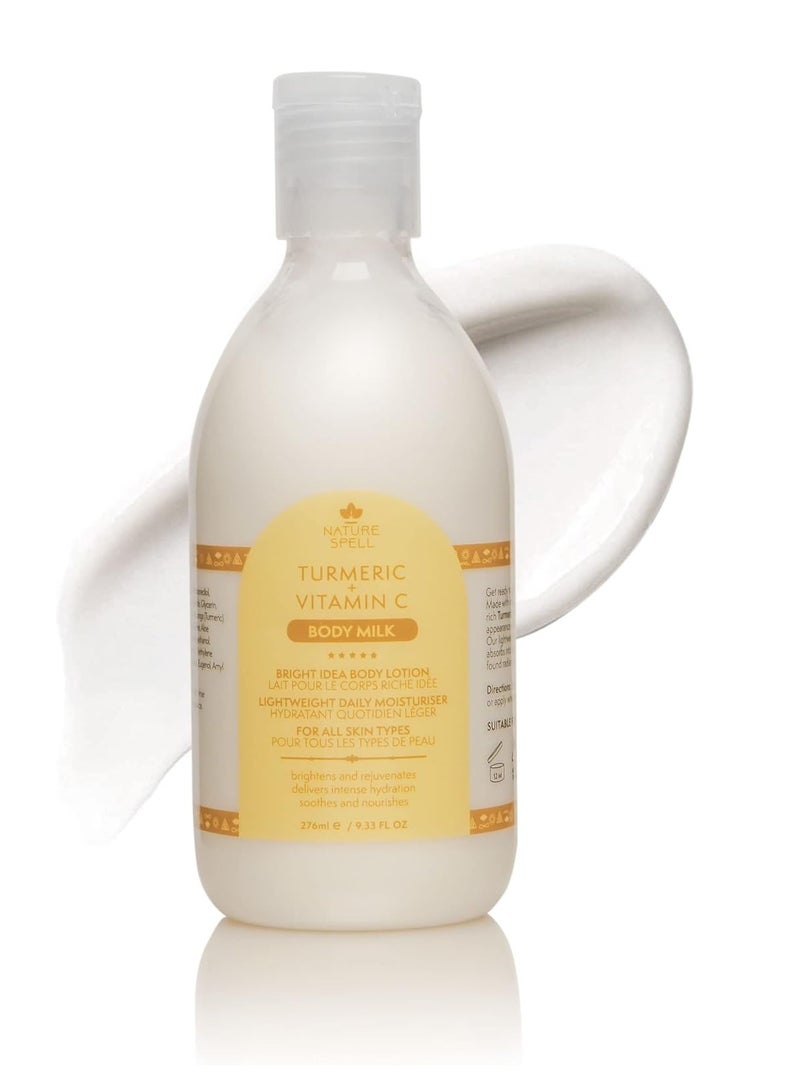 Nature Spell Bright Idea Body Milk 276ml – Turmeric & Vitamin C Body Lotion for Radiant Skin - Image 1