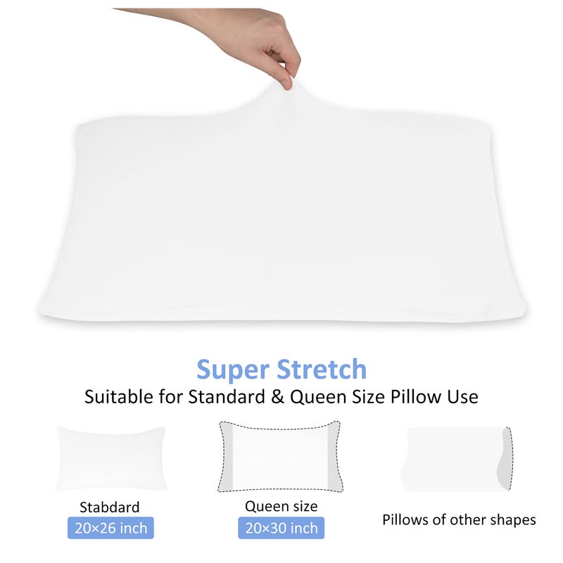N&Y HOME 2-Pack Jersey Knit Pillow Cases Standard/Queen - Ultra Soft T-Shirt Like White Pillowcases Microfiber Blend - Envelope Closure Queen or Standard Size Set of 2  White - Image 3