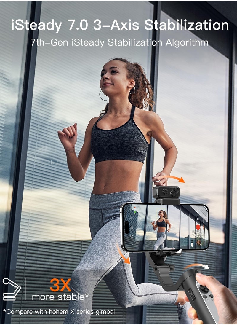KASTWAVE - Gimbal Stabilizer for Smartphone, 3-Axis Gimbal for iPhone Android with Magnetic Adjustable Fill Light,Foldable Stabilizer for One-Key Inception for Youtuber,Vlog,Video Record - Image 1
