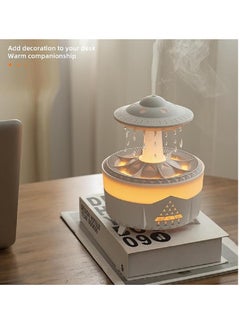 Raining Cloud Night Light UFO Aroma Essential Oil Diffuser Rain Cloud Humidifier,Mushroom Diffusers Crisp Water Drip Sound Micro Humidifier Desk Fountain Bedside Sleeping Relaxing Mood Water