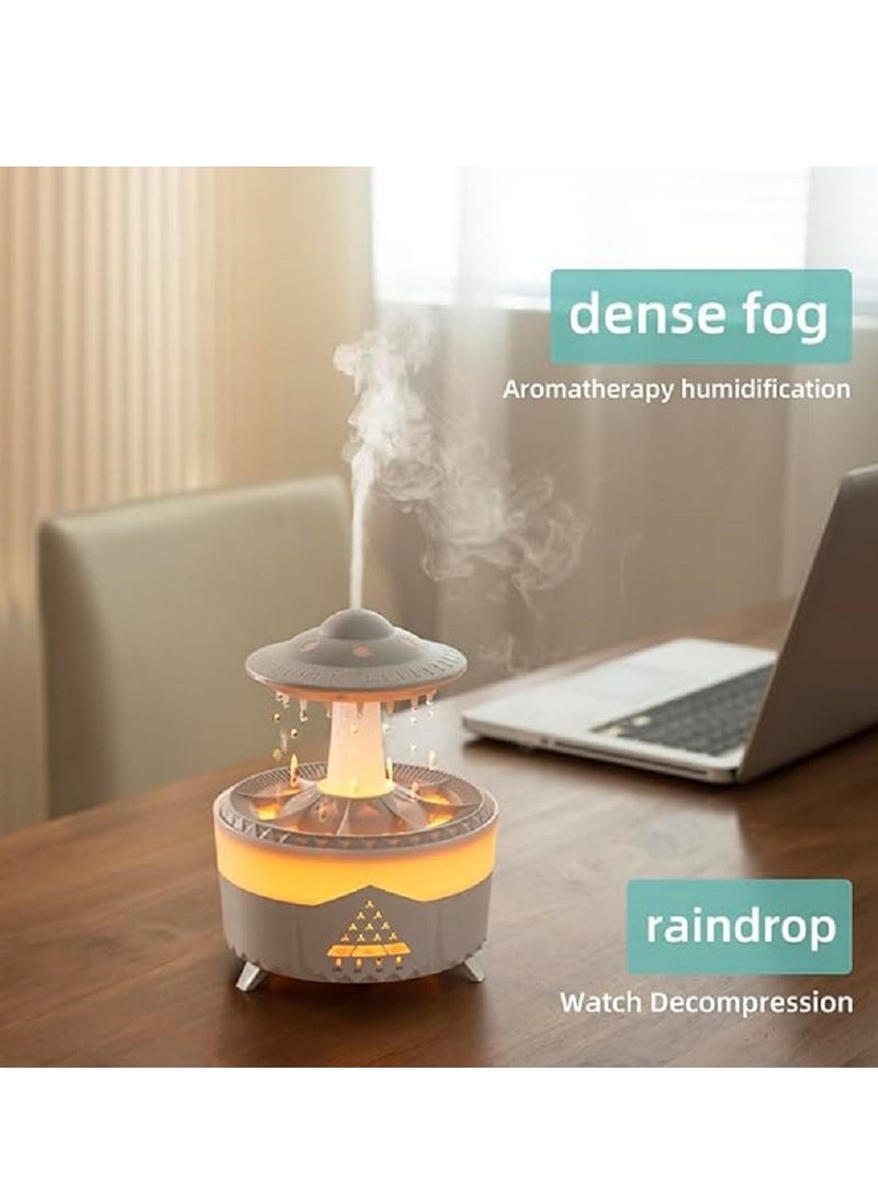 Generic - Raining Cloud Night Light UFO Aroma Essential Oil Diffuser Rain Cloud Humidifier,Mushroom Diffusers Crisp Water Drip Sound Micro Humidifier Desk Fountain Bedside Sleeping Relaxing Mood Water - Image 1