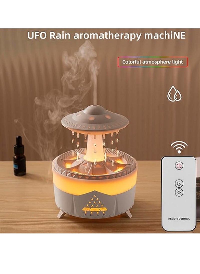 Generic - Raining Cloud Night Light UFO Aroma Essential Oil Diffuser Rain Cloud Humidifier,Mushroom Diffusers Crisp Water Drip Sound Micro Humidifier Desk Fountain Bedside Sleeping Relaxing Mood Water - Image 1