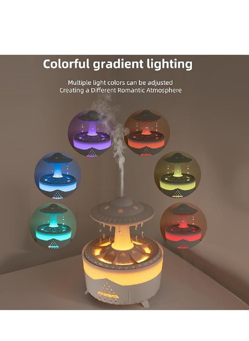 Generic - Raining Cloud Night Light UFO Aroma Essential Oil Diffuser Rain Cloud Humidifier,Mushroom Diffusers Crisp Water Drip Sound Micro Humidifier Desk Fountain Bedside Sleeping Relaxing Mood Water - Image 1