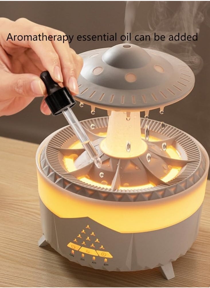 Generic - Raining Cloud Night Light UFO Aroma Essential Oil Diffuser Rain Cloud Humidifier,Mushroom Diffusers Crisp Water Drip Sound Micro Humidifier Desk Fountain Bedside Sleeping Relaxing Mood Water - Image 1