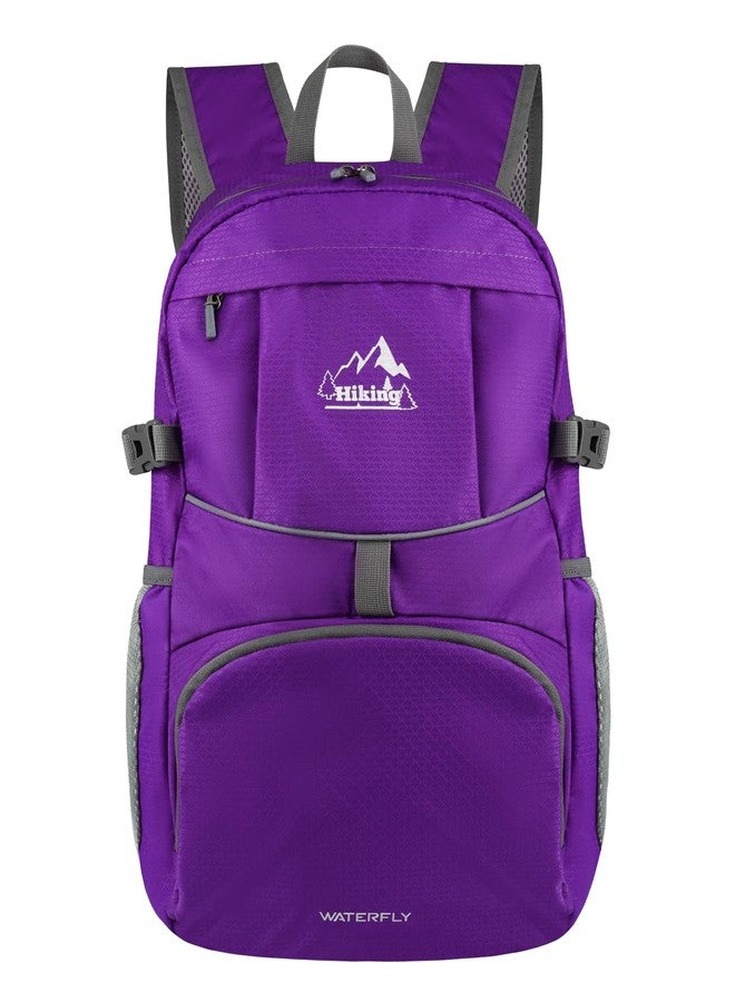 WATERFLY Hiking Packable Daypack Backpack: 25/35L Ultra Lightweight Small Foldable Travel Outdoor Day Pack for Women Men, D-purple, 25L - Image 1