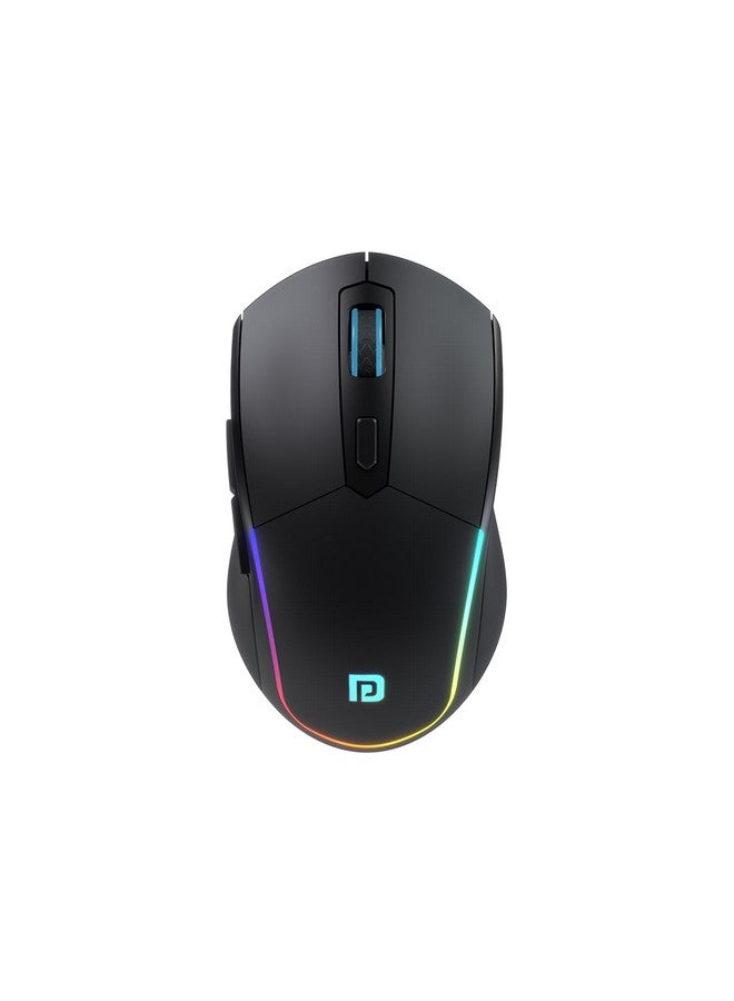 Portronics Portronics Toad One Bluetooth Mouse with 2.4 GHz & BT 5.3 Dual Wireless, 6 Buttons, Rechargeable, RGB Lights, Connect 3 Devices, Ergonomic Design for Laptop, Smartphone, Tablet (Black) - Image 1