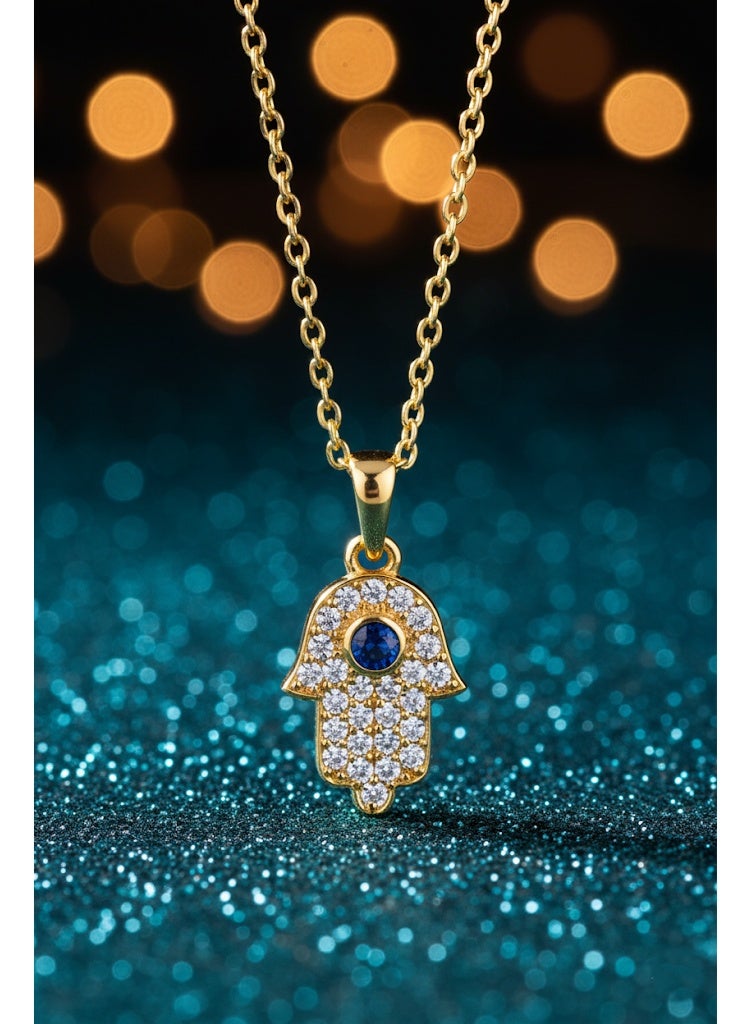 فلافي سلسلة حريمي بدلاية كف مرصعة بالكريستال وحجر أزرق – تصميم أنيق - Image 2