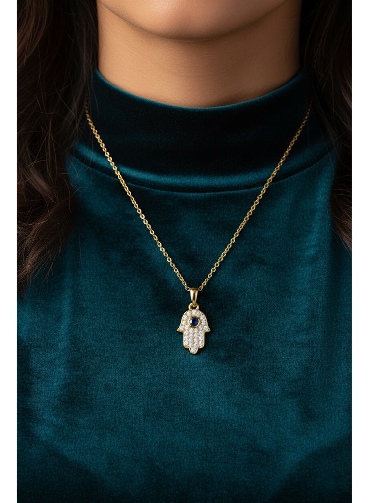 فلافي سلسلة حريمي بدلاية كف مرصعة بالكريستال وحجر أزرق – تصميم أنيق - Image 1