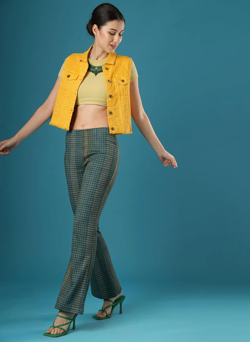 جلو باص جلوبس نسائي بنطلون هازي مطبوع بخصر متوسط مطاطي بقصة ضيقة وأرجل واسعة