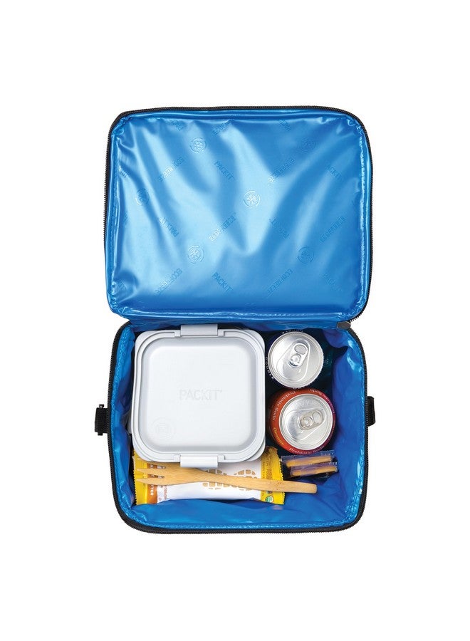 PACKIT PackIt Freezable Essential Cooler, Black, Built with ECOFREEZE Technology, Fully Freezable, Collapsible, Reusable, With Removable Crossbody Strap, Top Clip Handle, Designed for Fresh Office  - Image 4