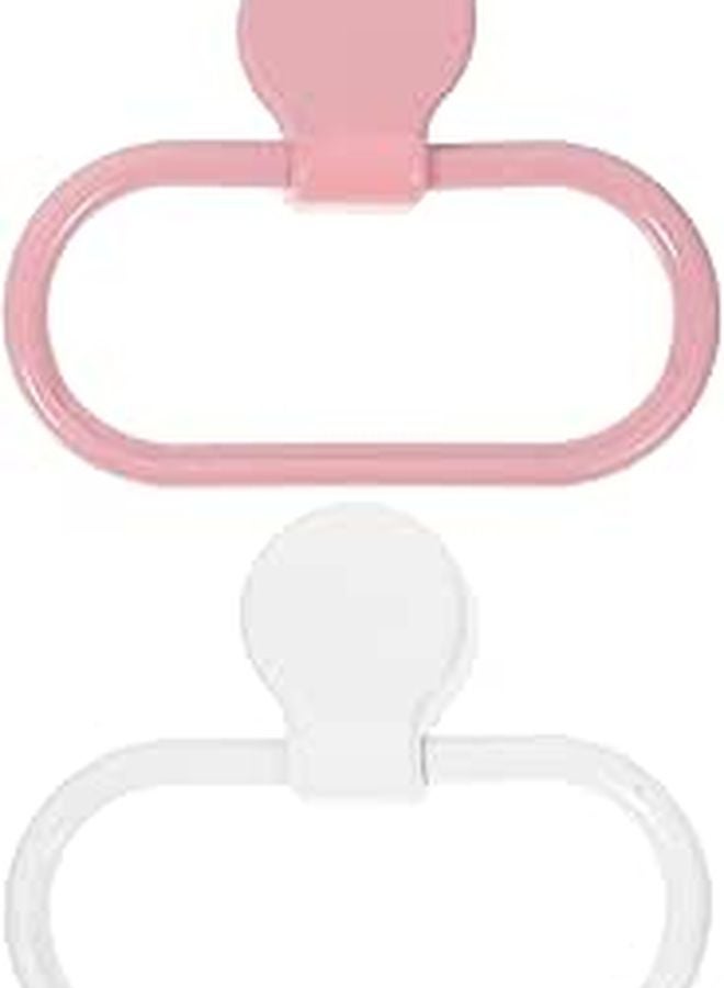 Self Adhesive Towel Ring No Drilling Space Saving Holder For Bathroom Kitchen White Pink - Image 1