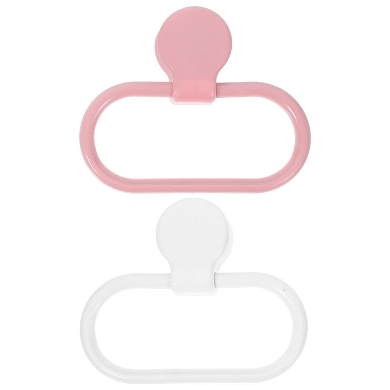 Self Adhesive Towel Ring No Drilling Space Saving Holder For Bathroom Kitchen White Pink - Image 2