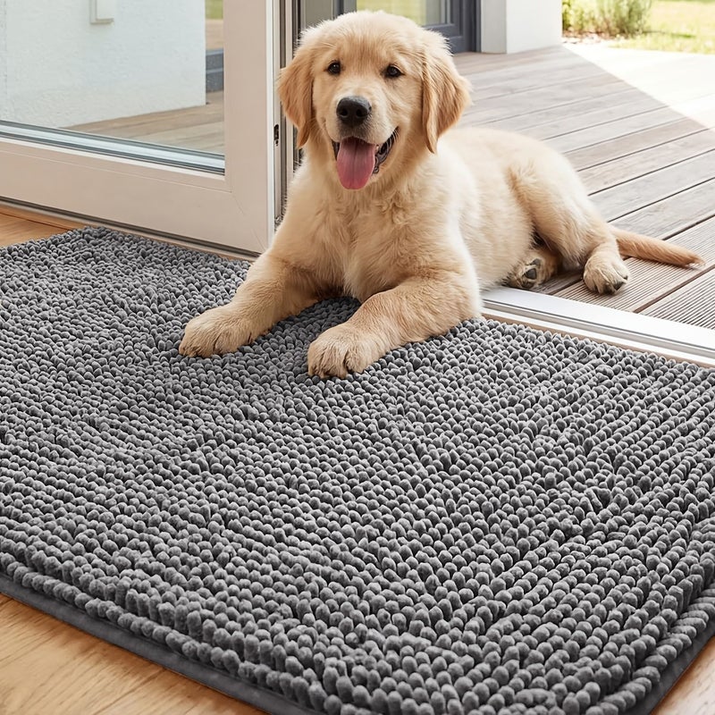 The Chenier Bathroom Floor Mat in Light Grey Hidden Hot Melt Adhesive Slip Resistant Safe for Pets Water Absorbent Quick Dry Versatile for Multiple Settings Size 15.75x23.62 Inch 19.69x31.5 Inch - Image 1