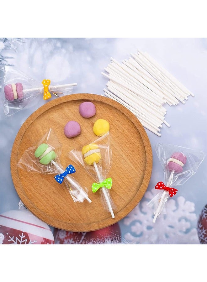 Ocean 300 Pcs DIY Cake Pop Sticks and Wrappers Kit, Paper Lollipop Sticks, Clear Candy Treat Bags Parcel with Twist Ties Bow for Cakepop, Perfect for Making Lollipops, Candies, Chocolates and Cookies - Image 2