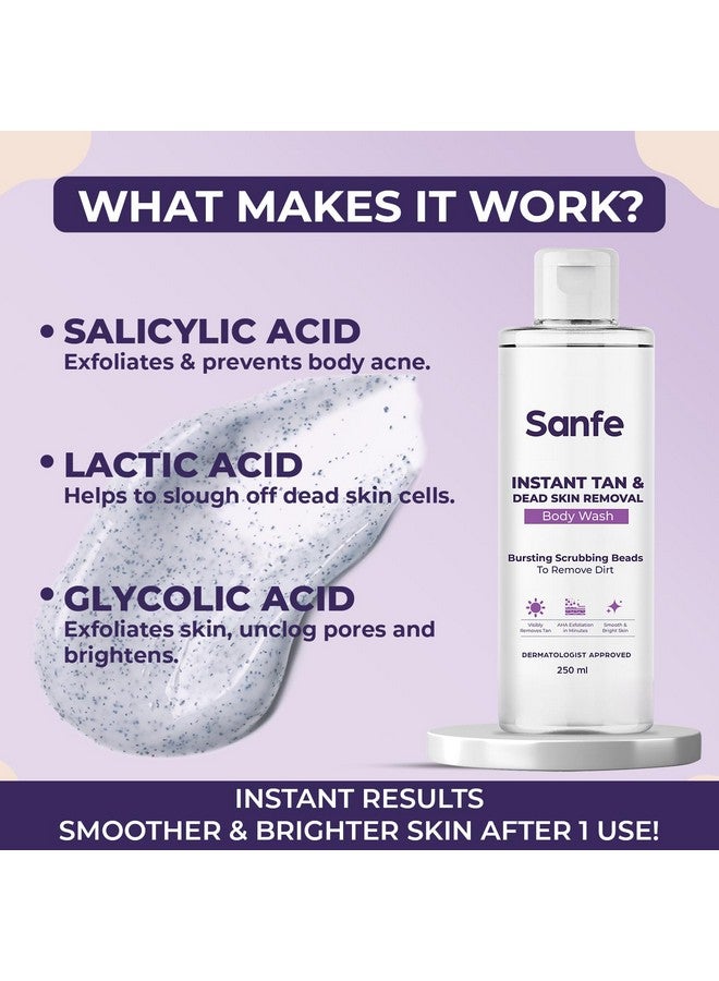 سانفي غسول الجسم المقشر الفوري لإزالة الجلد الميت والاسمرار يزيل بشكل واضح تقشير تان آها في دقائق بشرة ناعمة ومشرقة 250 مل - Image 3