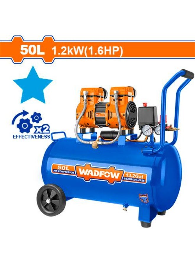 WADFOW 1200W Oil Free Air Compressor 50L – WAP1A25 Quiet 75dB Portable Air Compressor, 1.6HP Power 8Bar Max Pressure Corded Electric Pump with Aluminium Wire Motor for Pneumatic Tools and Spray Painting - Image 3